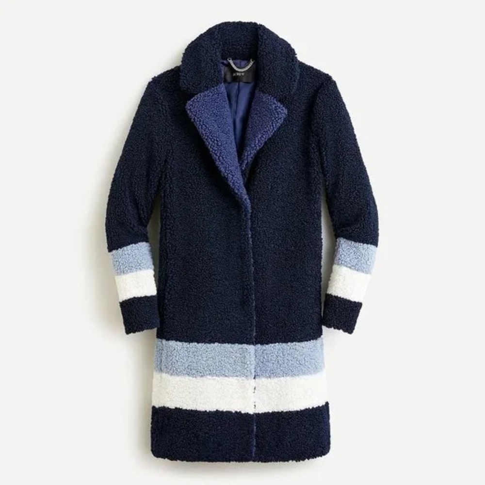 J. Crew Navy and Light Blue Ariana Teddy Jacket